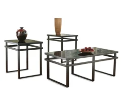 Living Room Furniture 20 3- Piece Laney Black Metal Occasional Table Set