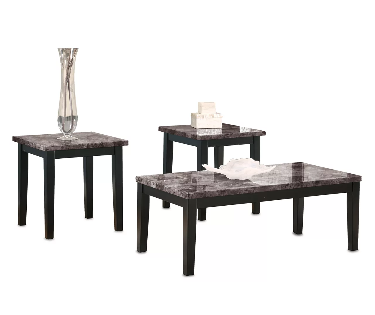 3- Piece Maysville Faux Marble Black Occasional Table Set 3 3- Piece Maysville Faux Marble Black Occasional Table Set