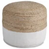 Sweed Valley Natural & White Round Pouf 2 Sweed Valley Natural & White Round Pouf -Living Room Furniture 810389291 1