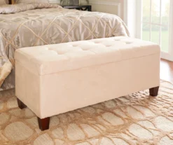 Erin Beige Padded Shoe Storage Ottoman -Living Room Furniture 810389630 3