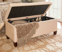Erin Beige Padded Shoe Storage Ottoman -Living Room Furniture 810389630 4