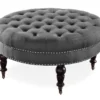 Claire Charcoal Round French Country Ottoman 2 Claire Charcoal Round French Country Ottoman -Living Room Furniture 810389633 1