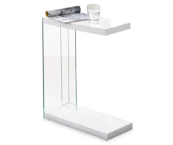 Elaina White C End Table