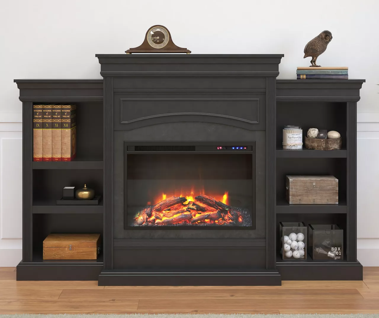 69" Shoreleaf Black Mantel Electric Fireplace 5 69" Shoreleaf Black Mantel Electric Fireplace - Image 3