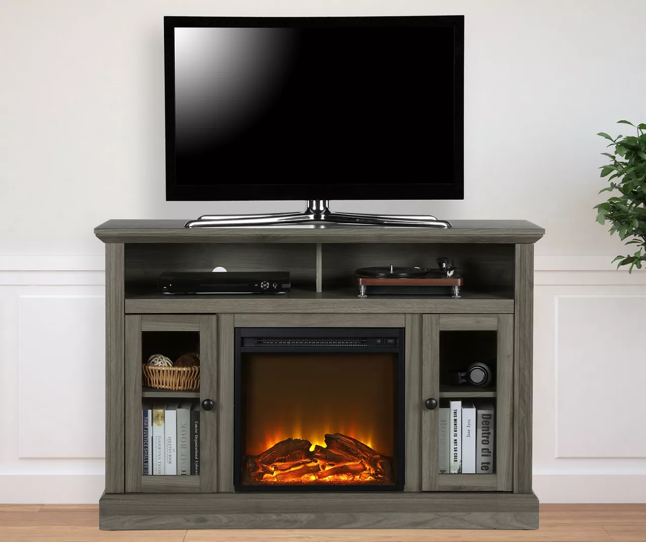 47" Grandcastle Rustic Gray Electric Fireplace Console 5 47" Grandcastle Rustic Gray Electric Fireplace Console - Image 3