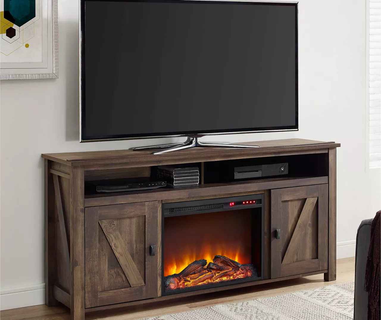 59" Century Lane Rustic Brown Electric Fireplace Console 3 59" Century Lane Rustic Brown Electric Fireplace Console