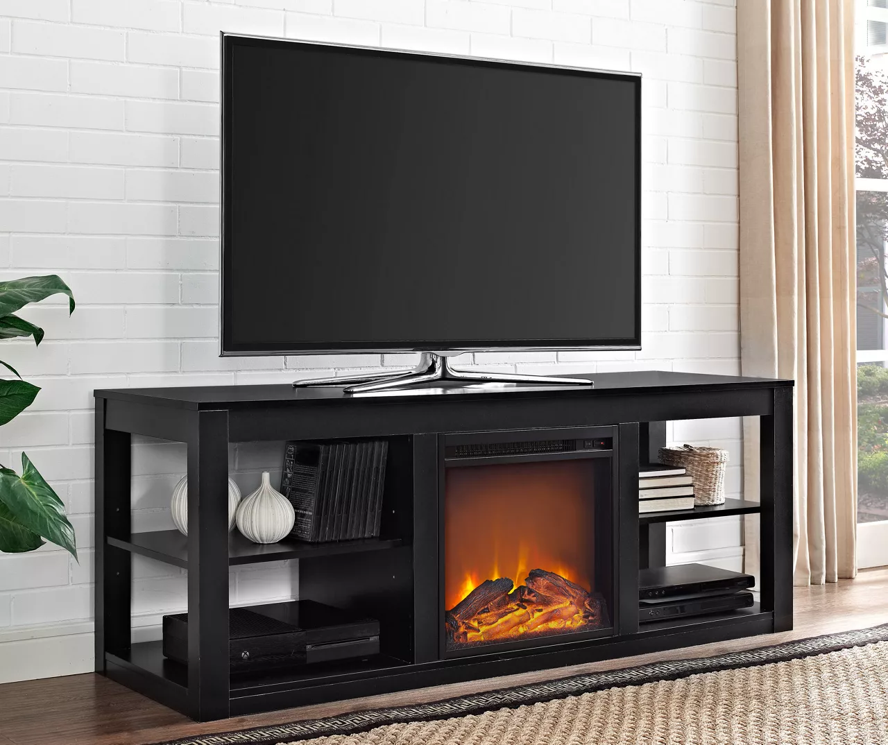 59" Roxbury Black Electric Fireplace Console 4 59" Roxbury Black Electric Fireplace Console - Image 2
