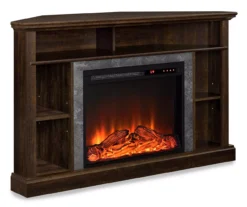 Living Room Furniture 24 47" Flaxton Espresso Corner Electric Fireplace Console