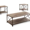 Rustic Metal & Wood 3-Piece Occasional Table Set 1 Rustic Metal & Wood 3-Piece Occasional Table Set -Living Room Furniture 810499786 2