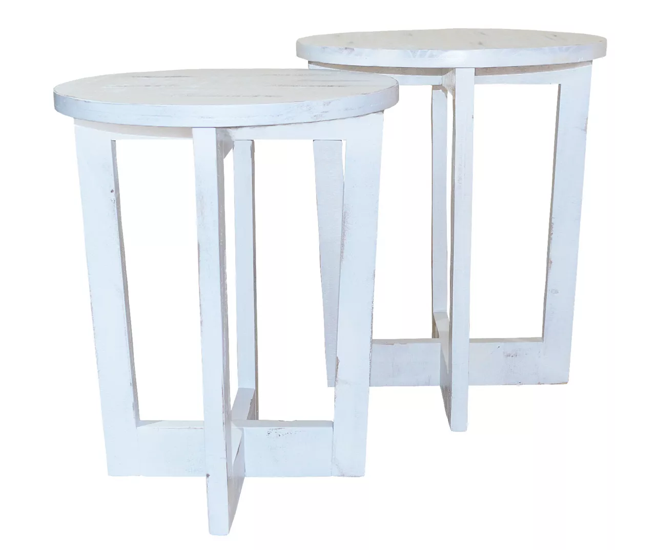 Distressed White 2-Piece Nesting Side Table Set 4 Distressed White 2-Piece Nesting Side Table Set - Image 2