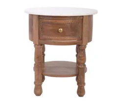 Marble & Mango Wood End Table -Living Room Furniture 810511007 1