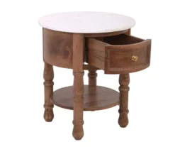 Marble & Mango Wood End Table -Living Room Furniture 810511007 3