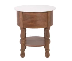Marble & Mango Wood End Table -Living Room Furniture 810511007 4