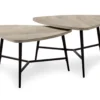 Taupe Reclaimed Triangular 2-Piece Nesting Table Set -Living Room Furniture 810512994 2