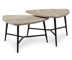 Taupe Reclaimed Triangular 2-Piece Nesting Table Set