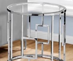 Silver Greek Key End Table -Living Room Furniture 810512997 4