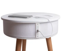 White End Table With Bluetooth Speaker & USB Port -Living Room Furniture 810513610 2 1