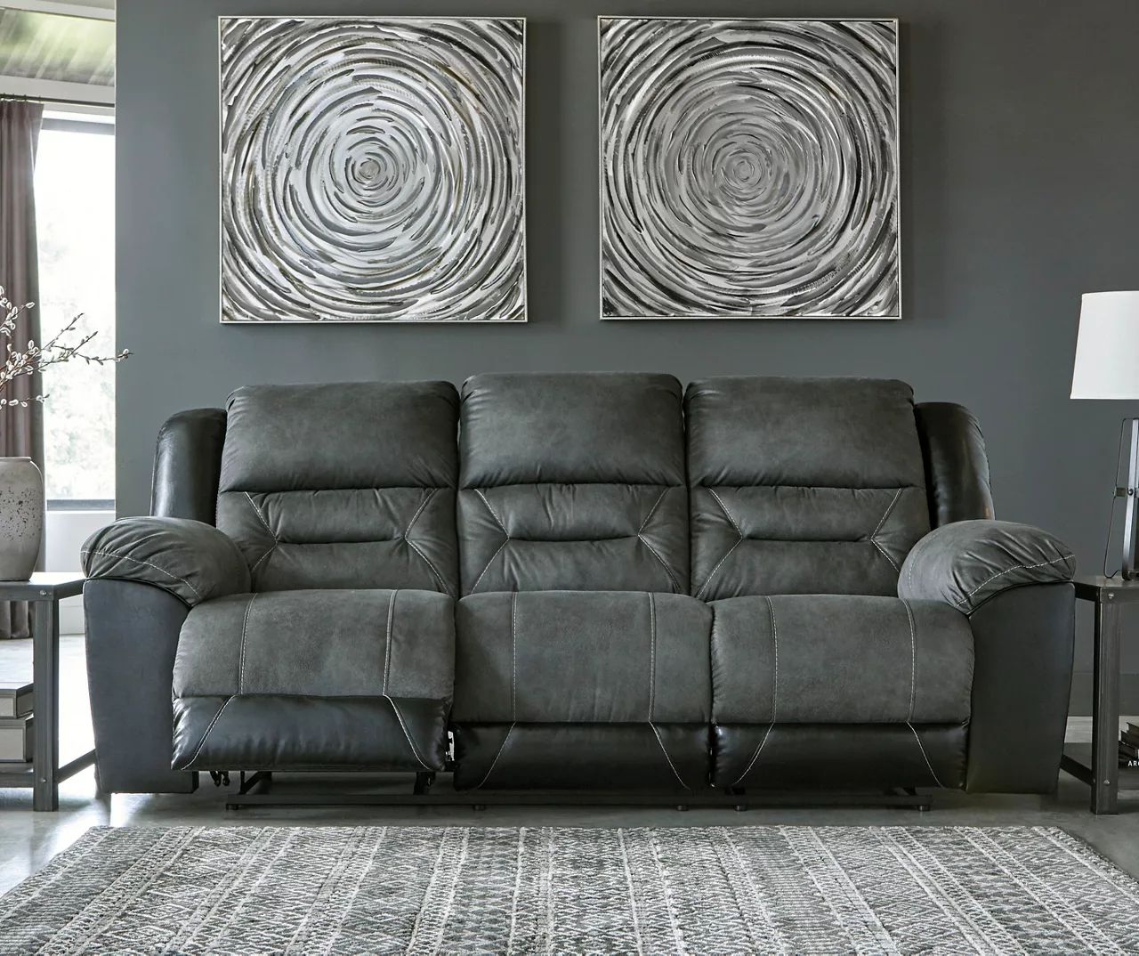 Earhart Faux Leather Reclining Sofa 7 Earhart Faux Leather Reclining Sofa - Image 5