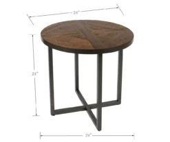 Scranton Antique Pine Round End Table -Living Room Furniture 810519909 2