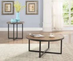 Scranton Antique Pine Round End Table -Living Room Furniture 810519909 5