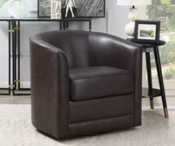 Willow River Hammond Faux Leather Swivel Accent Chair -Living Room Furniture 810519938 6