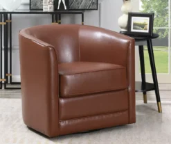 Willow River Hammond Faux Leather Swivel Accent Chair -Living Room Furniture 810519939 6