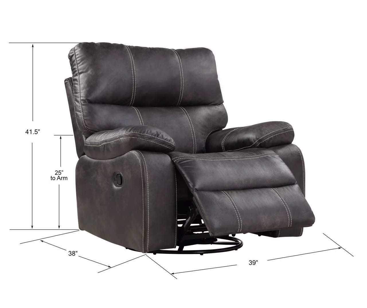 New Albany Dark Graphite Leather Look Micro Suede Swivel Reclining Glider 10 New Albany Dark Graphite Leather Look Micro Suede Swivel Reclining Glider - Image 8