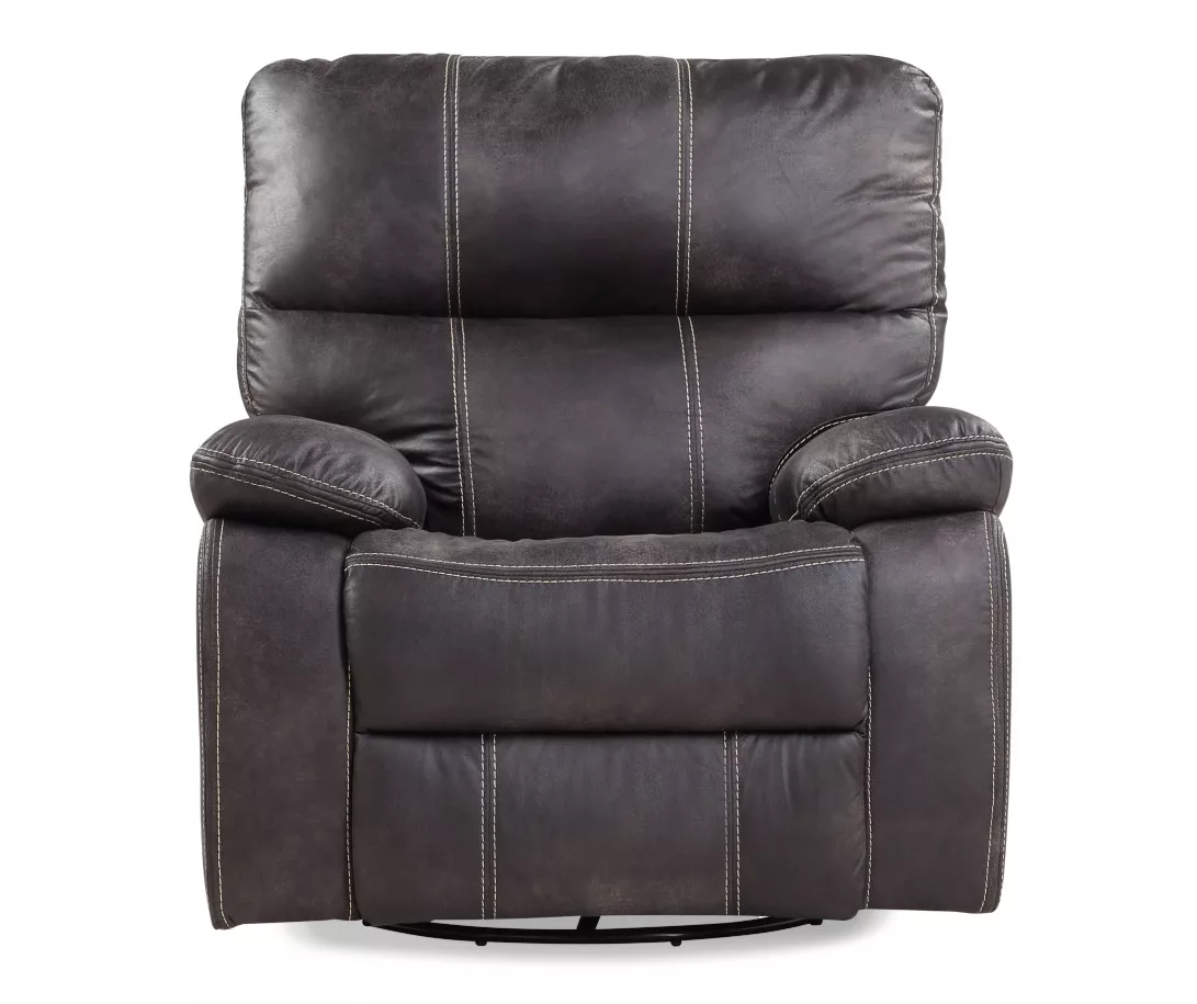 New Albany Dark Graphite Leather Look Micro Suede Swivel Reclining Glider 4 New Albany Dark Graphite Leather Look Micro Suede Swivel Reclining Glider - Image 2