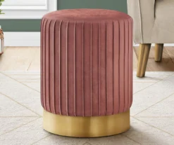 Pleated Velvet Upholstered Ottoman -Living Room Furniture 810533424 1