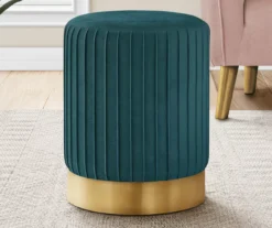 Pleated Velvet Upholstered Ottoman -Living Room Furniture 810533426 1
