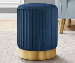 Pleated Velvet Upholstered Ottoman -Living Room Furniture 810533428 1