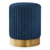 Pleated Velvet Upholstered Ottoman 1 Pleated Velvet Upholstered Ottoman -Living Room Furniture 810533428 2
