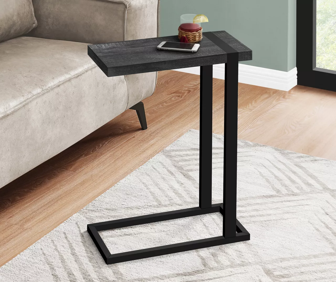 Black Reclaimed Wood Look C Side Table 4 Black Reclaimed Wood Look C Side Table - Image 2