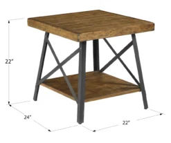 Pomona Pine Brown & Steel Gray 24" Wood Open-Shelf End Table -Living Room Furniture 810535748 2
