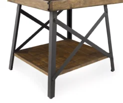Pomona Pine Brown & Steel Gray 24" Wood Open-Shelf End Table -Living Room Furniture 810535748 4