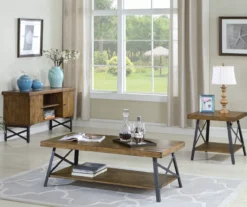 Pomona Pine Brown & Steel Gray 24" Wood Open-Shelf End Table -Living Room Furniture 810535748 9