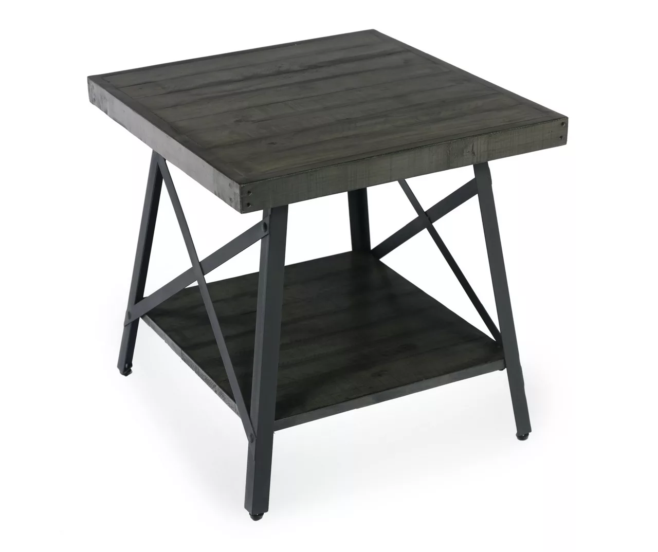 Pomona Gray & Steel Gray 24" Wood Open-Shelf End Table 4 Pomona Gray & Steel Gray 24" Wood Open-Shelf End Table - Image 2