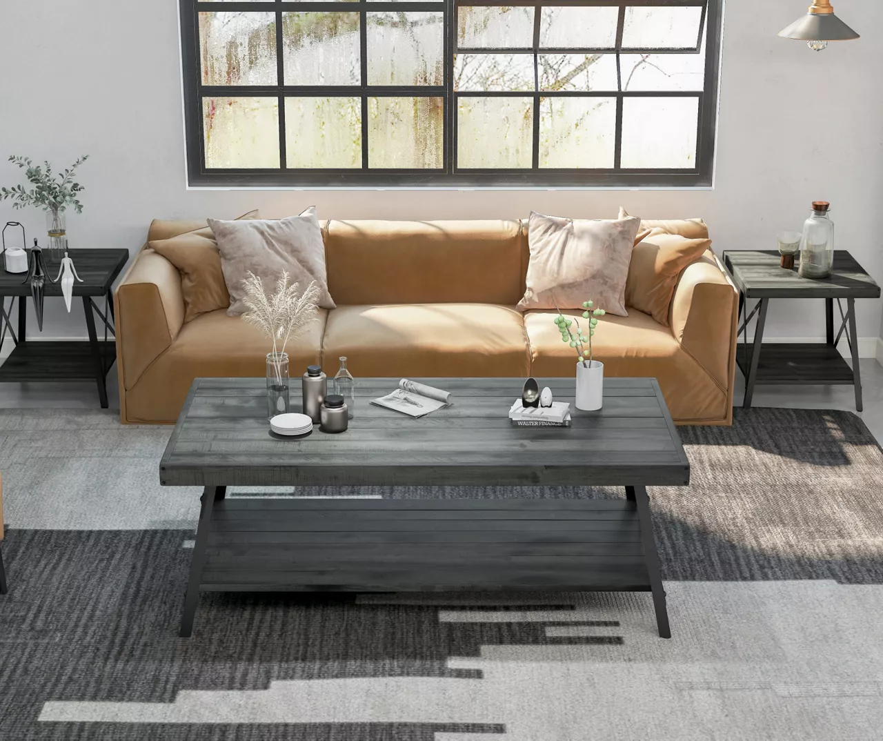 Pomona Gray & Steel Gray 24" Wood Open-Shelf End Table 7 Pomona Gray & Steel Gray 24" Wood Open-Shelf End Table - Image 5