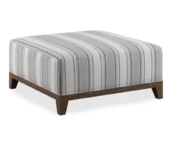 Stone Gray Square Wood Leg Ottoman