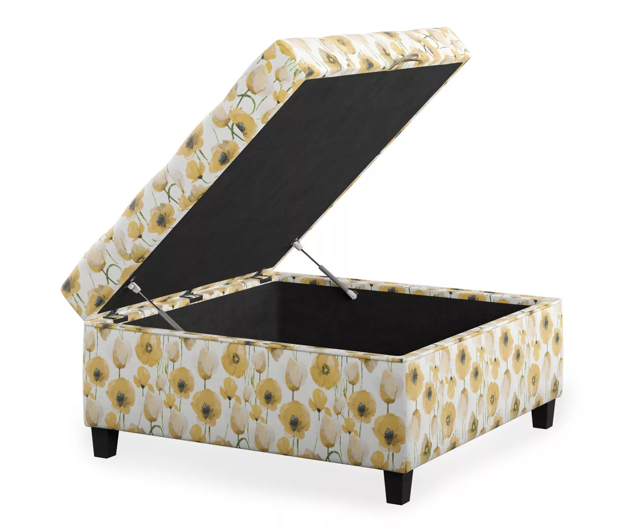 Golden Poppy Wood Leg Storage Ottoman 4 Golden Poppy Wood Leg Storage Ottoman - Image 2