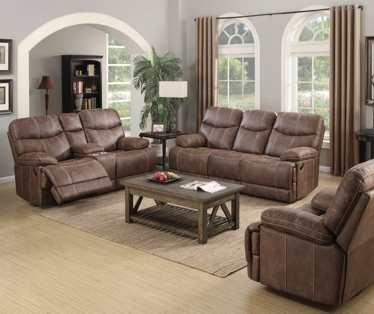 Brown Microfiber Swivel Gliding Recliner 4 Brown Microfiber Swivel Gliding Recliner - Image 2