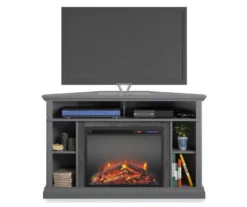 Flaxton Graphite Gray Electric Corner Fireplace Console 10 Flaxton Graphite Gray Electric Corner Fireplace Console -Living Room Furniture 810538183 2