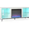 Newland White Electric Fireplace Console -Living Room Furniture 810538184 3