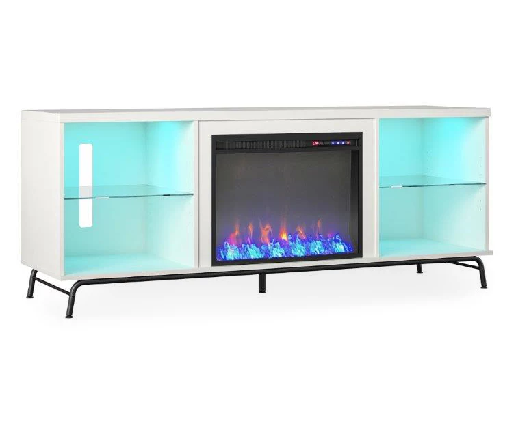 Newland White Electric Fireplace Console 3 Newland White Electric Fireplace Console