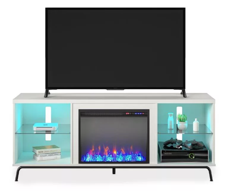 Newland White Electric Fireplace Console 4 Newland White Electric Fireplace Console - Image 2