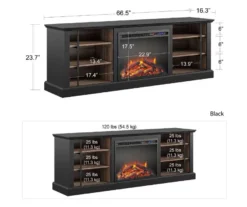 70" Fowler Black Electric Fireplace Console 12 70" Fowler Black Electric Fireplace Console -Living Room Furniture 810538243 5