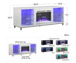 70" Intrepid Navy Deluxe Electric Fireplace Console 13 70" Intrepid Navy Deluxe Electric Fireplace Console -Living Room Furniture 810538244 6