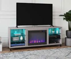 70" Intrepid Light Walnut Deluxe Electric Fireplace Console 9 70" Intrepid Light Walnut Deluxe Electric Fireplace Console -Living Room Furniture 810538245 1