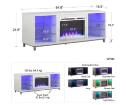 70" Intrepid Light Walnut Deluxe Electric Fireplace Console 11 70" Intrepid Light Walnut Deluxe Electric Fireplace Console -Living Room Furniture 810538245 5