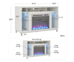 48" Intrepid White Electric Fireplace Console 13 48" Intrepid White Electric Fireplace Console -Living Room Furniture 810538247 6